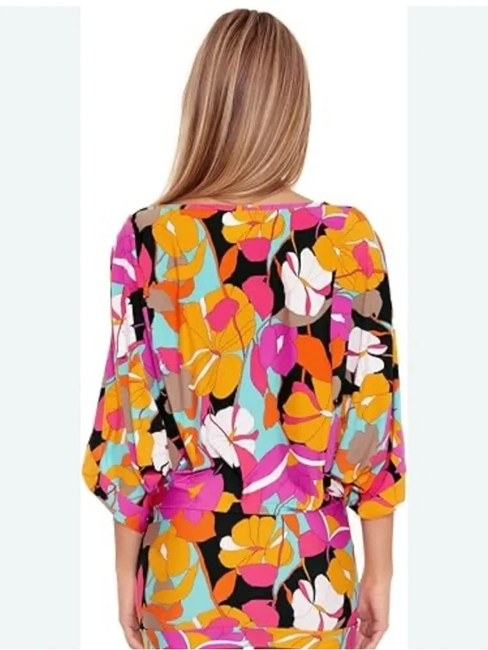 Trina Turk Pink Multi Floral Tunic or Swim Cover - Picture 2 of 10